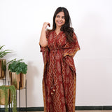 Rust orange geometric pure cotton kaftan