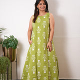 Lime green butta cotton co-ords set(attached sleeves)