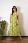 Lime green butta cotton co-ords set(attached sleeves)