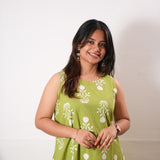 Lime green butta cotton co-ords set(attached sleeves)