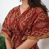 Rust orange geometric pure cotton kaftan