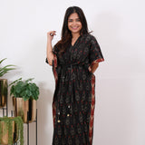 Black geometric pure cotton kaftan