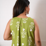 Lime green butta cotton co-ords set(attached sleeves)