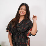 Black geometric pure cotton kaftan