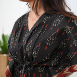 Black geometric pure cotton kaftan