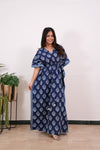 Dark blue hand block pure cotton kaftan