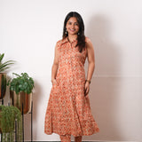 Rust orange viscose shirt co-ords set (attached sleeves)
