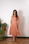 Rust orange viscose shirt co-ords set (attached sleeves)