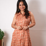 Rust orange viscose shirt co-ords set (attached sleeves)