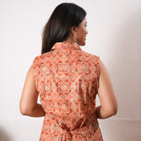 Rust orange viscose shirt co-ords set (attached sleeves)