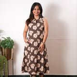 Chocolate brown viscose shirt co-ords set (attached sleeves)