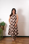 Chocolate brown viscose shirt co-ords set (attached sleeves)