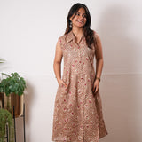 Beige bandhani viscose shirt co-ords set (attached sleeves)