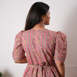 Pink stripes cotton midi dress
