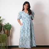 Baby blue cotton midi dress