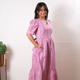 Pink cotton midi dress