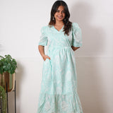 Turquoise cotton midi dress