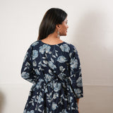 Peplum cotton short kurti - Blue dahlia