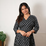 Peplum cotton short kurti - Onyx fern