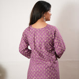 V neck cotton short kurti - Purple