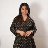 Peplum cotton short kurti - Onyx rose