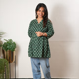 Peplum cotton short kurti - Pine