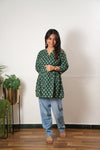 Peplum cotton short kurti - Pine