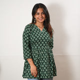 Peplum cotton short kurti - Pine