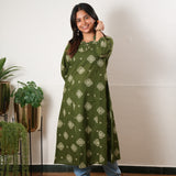Olive green cotton Aline kurta