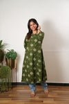 Olive green cotton Aline kurta