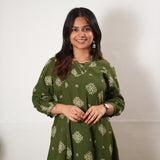 Olive green cotton Aline kurta