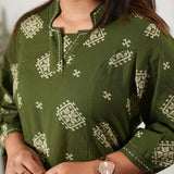 Olive green cotton Aline kurta