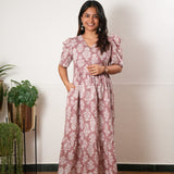 Baby pink cotton midi dress