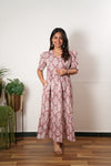 Baby pink cotton midi dress