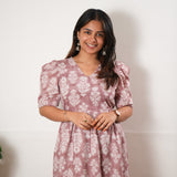 Baby pink cotton midi dress