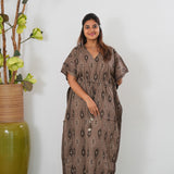 Coffee geometric cotton kaftan