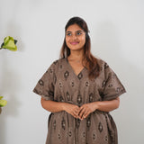 Coffee geometric cotton kaftan