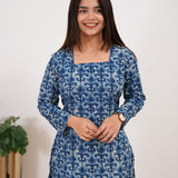 Indigo tie and dye cotton corset kurti