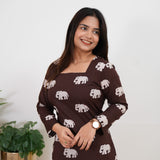 Black elephant cotton corset kurti