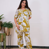 Gold floral cotton lounge sleep wear
