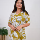 Gold floral cotton lounge sleep wear