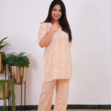 Peach floral cotton lounge sleep wear