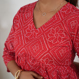 Red bandhani cotton comfies