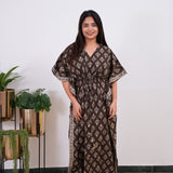 Coffee hand block pure cotton kaftan