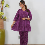 Purple bandhani cotton comfies