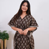 Coffee hand block pure cotton kaftan