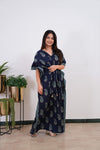 Dark blue hand block paisley pure cotton kaftan