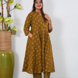 Mustard butta cotton button down co-ords set