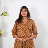 Caramel bandhani cotton maternity nursing co-ords set