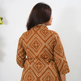 Caramel bandhani cotton maternity nursing co-ords set